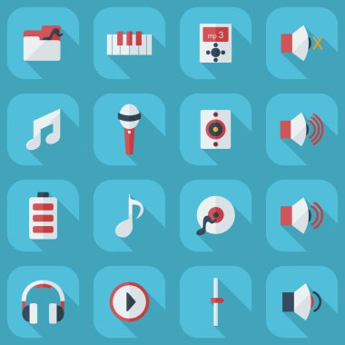 Gölge simgeler müzik ile düz modern tasarım
