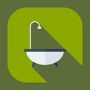 Gölge simgeler küvet ile düz modern tasarım