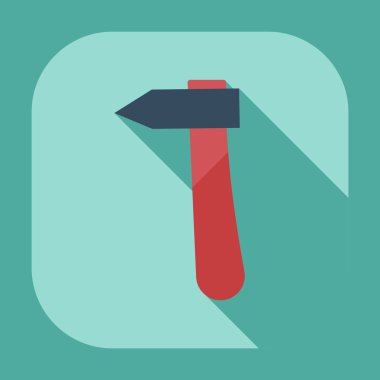 Gölge simgeler çekiç ile düz modern tasarım