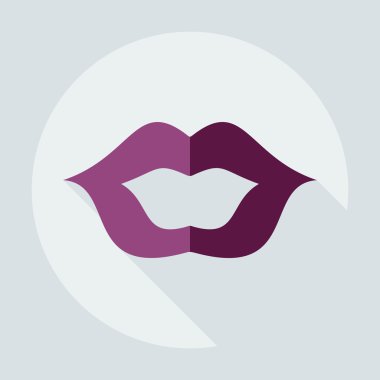 Gölge simgeler dudak ile düz modern tasarım