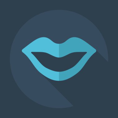 Gölge simgeler dudakları ile düz modern tasarım