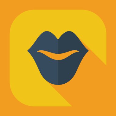 Gölge simgeler dudak ile düz modern tasarım