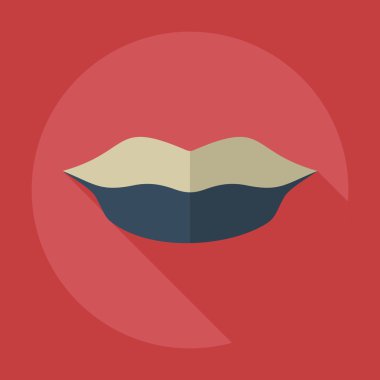 Gölge simgeler dudak ile düz modern tasarım