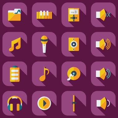 Gölge simgeler müzik ile düz modern tasarım