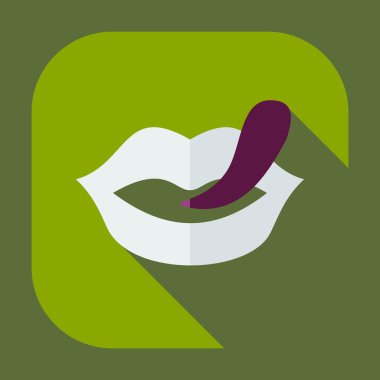 Gölge simgeler dudakları ile düz modern tasarım