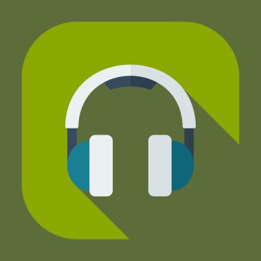 Gölge simgeler kulaklık ile düz modern tasarım