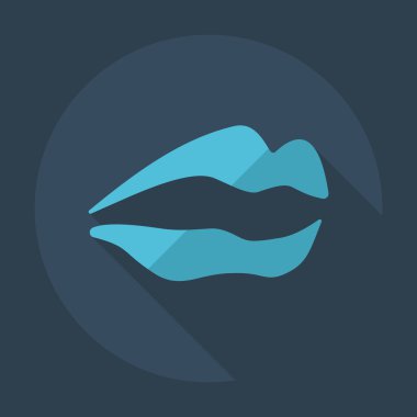 Gölge simgeler dudakları ile düz modern tasarım