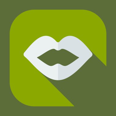 Gölge simgeler dudak ile düz modern tasarım