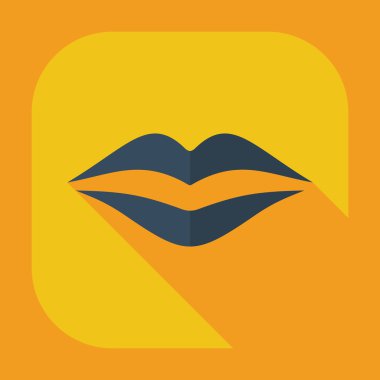 Gölge simgeler dudakları ile düz modern tasarım