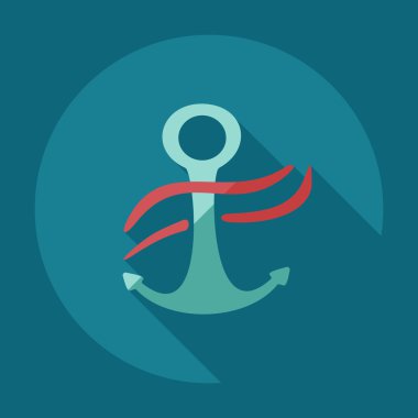 Gölge simgeler çapa ile düz modern tasarım