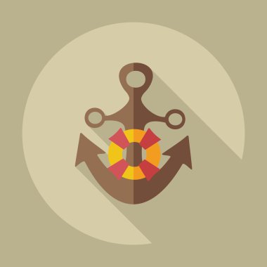 Gölge simgeler çapa ile düz modern tasarım