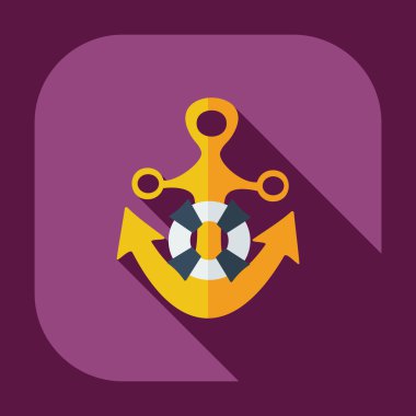 Gölge simgeler çapa ile düz modern tasarım