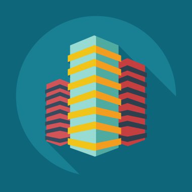 Bina gölge simgeleri ile düz modern tasarım