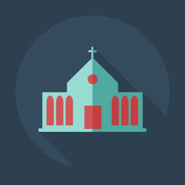 Gölge simgeler kilise ile düz modern tasarım