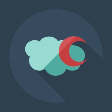 Gölge simgeler moon ile düz modern tasarım