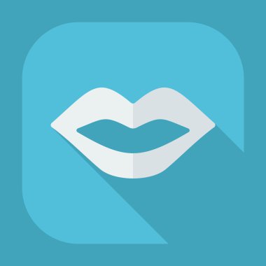 Gölge simgeler dudakları ile düz modern tasarım