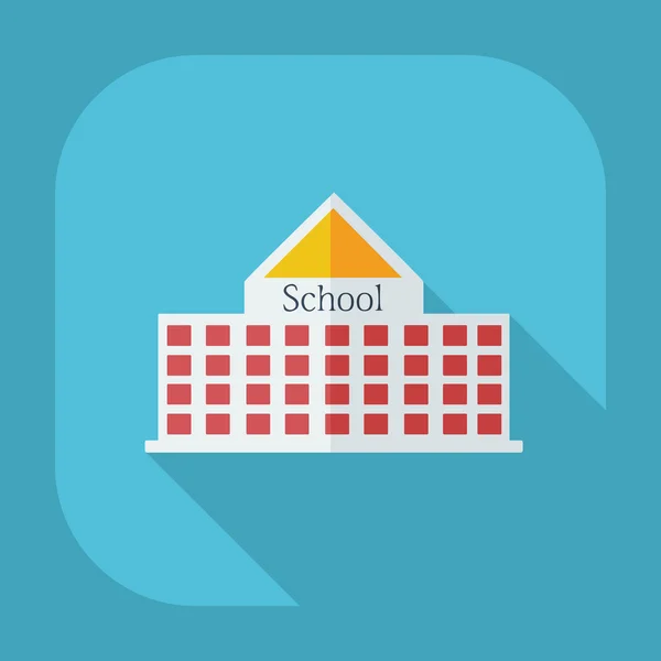 Gölge simgeler okul binası ile düz modern tasarım — Stok Vektör