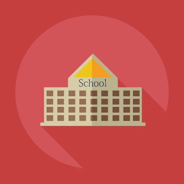 Gölge simgeler okul binası ile düz modern tasarım — Stok Vektör