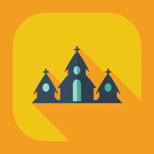 Design moderno plano com ícones de sombra igreja —  Vetores de Stock