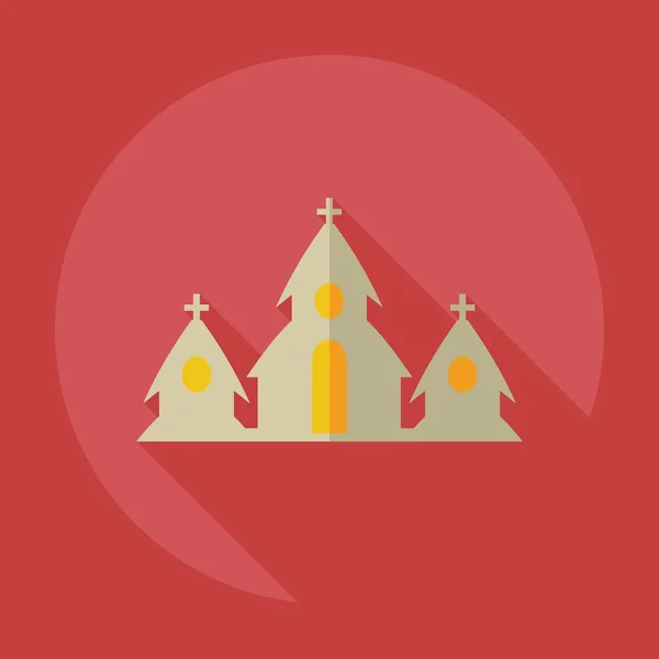 Design moderno plano com ícones de sombra igreja — Vetor de Stock