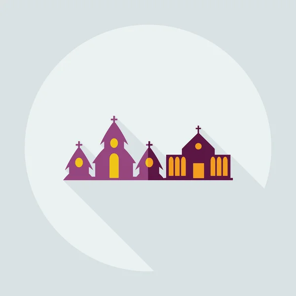 Diseño moderno plano con iconos de sombra iglesia — Vector de stock
