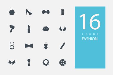 Konu moda stil düz gri renkli simgeler koleksiyonu
