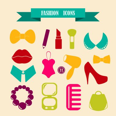 Konu moda üzerine bant ile renkli simgeler