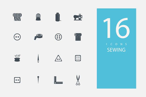 коллекция икон в стиле flat gray color on topic sewing
