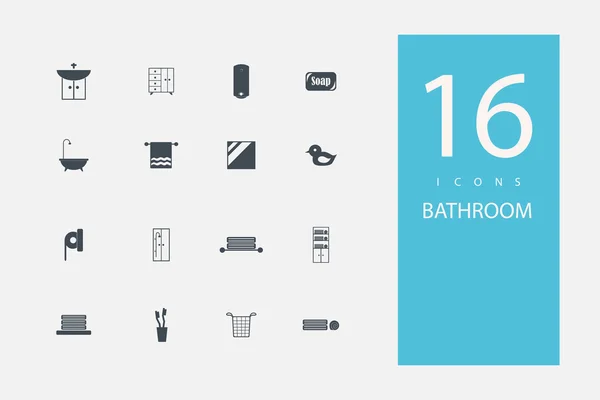 Samling av ikoner i stil platt grå färg på ämnet badrum — Stock vektor