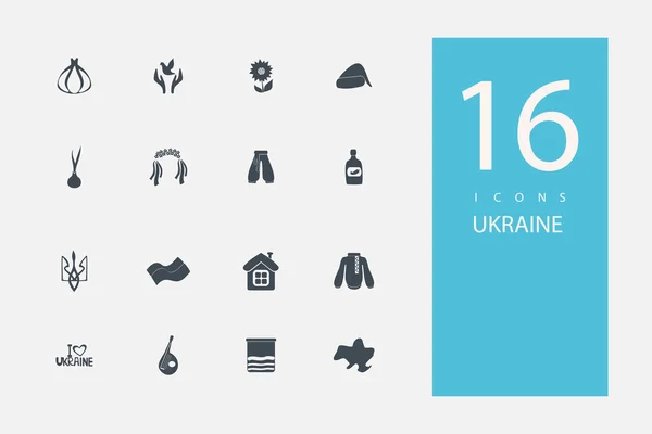 Colección de iconos en el estilo de color gris plano sobre el tema Ucrania — Archivo Imágenes Vectoriales
