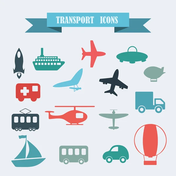 Flerfärgade ikoner med tejp på ämnet transport — Stock vektor