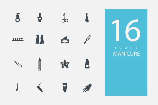 Collectie iconen in stijl platte grijze kleur op onderwerp manicure — Stockvector