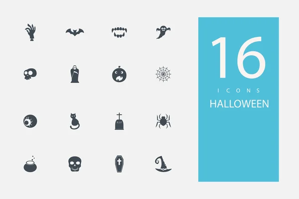 Colección de iconos en el estilo de color gris plano sobre el tema Halloween — Archivo Imágenes Vectoriales