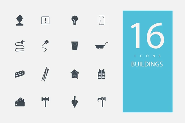 Samling av ikoner i stil platt grå färg på ämnet byggnadsmaterial — Stock vektor