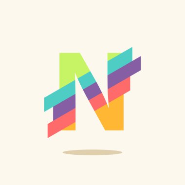 N harfi logo tasarım şablonu elementleri