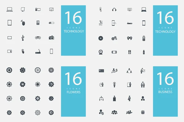 Elegante conjunto de 4 temas e iconos — Vector de stock