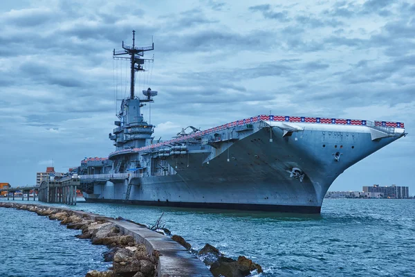 CORPUS CHRISTI, TEXAS, USA - SEPTEMBER 21, 2013:Aircraft carrier USS Lexington dockt in Corpus Christi on September 21, 2013 year.