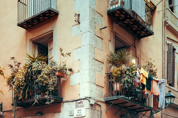 Balconies with laundry hanging outside — Stock Photo, Image