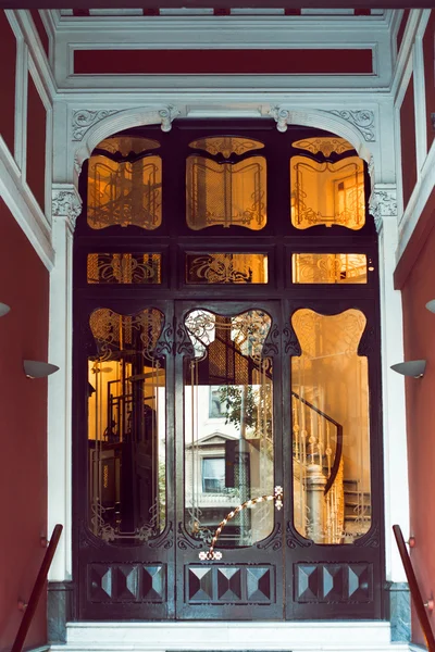 Old Black Metal Door in Barcelona Stock Photo