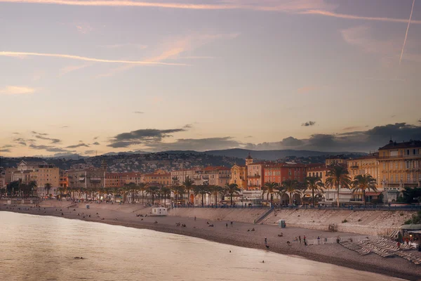 Beach, a Földközi-tenger, Cote d Azur, Nizza, Franciaország — Stock Fotó