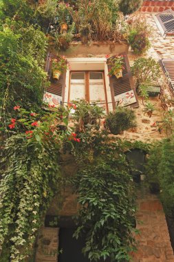 Antibes, Cote Azur, Fransa eski kasaba dekoratif penceresinde