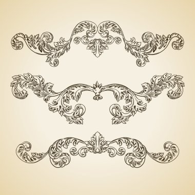 Barok oyma çiçek tasarım