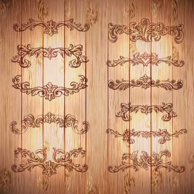 Ahşap doku üzerinde Vintage çiçek kaydırma