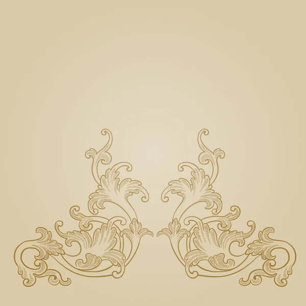 Gravure baroque motif floral — Image vectorielle