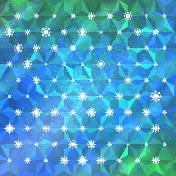 Snöflingor på trianglar i blå färger — Stock vektor