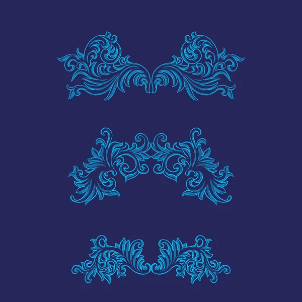 Gravure baroque motif floral — Image vectorielle