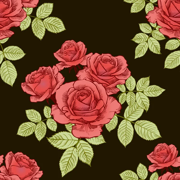 Modèle sans couture avec des fleurs rose — Image vectorielle