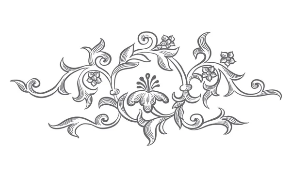 Baroque engraving floral design — Stock Vector