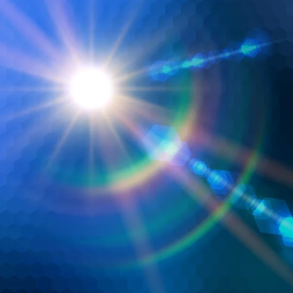 Soleil réaliste éclaté avec éclat — Image vectorielle