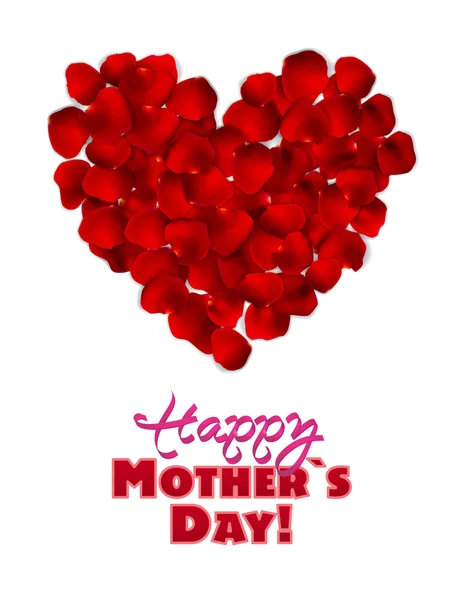 Rose petals heart for mothers day — Stock Vector